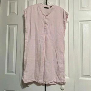 Saks Fifth Avenue light Pink linen shirt shift casual dress size Small